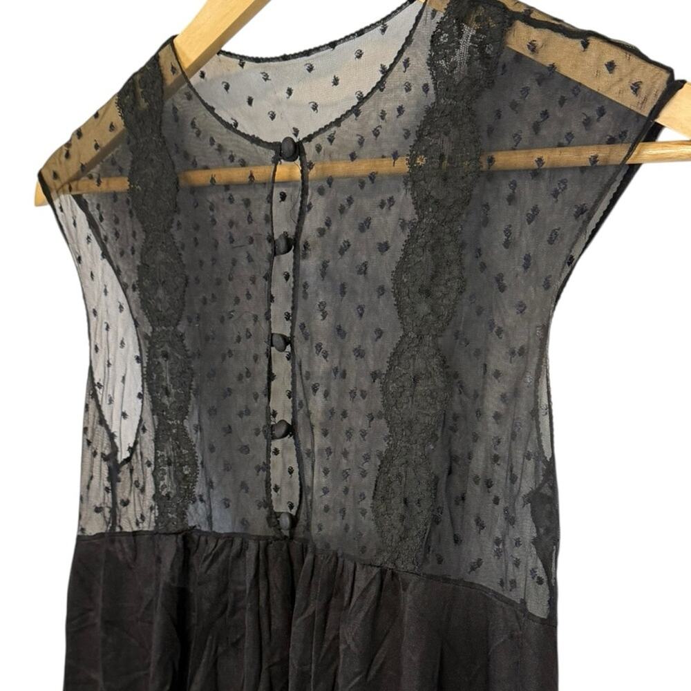 Vintage 1970s Rosa Puleo Szule Annique Black Lace NightGown Small
